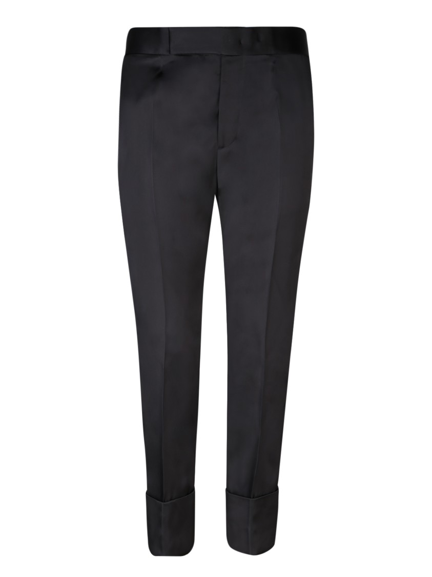 Sapio Double Satin Black Trousers In Blue