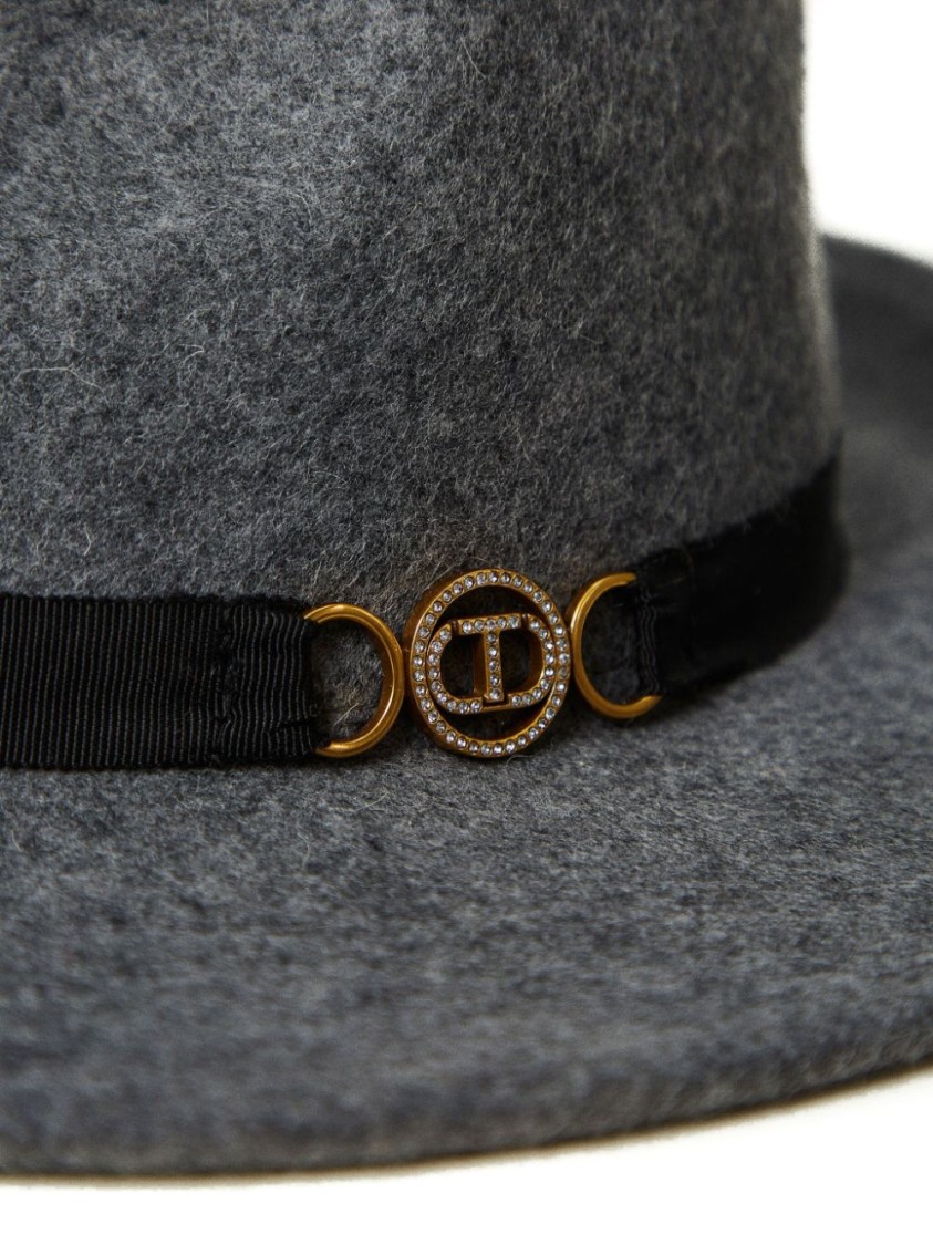 Twinset Twin-set Grey Wool Hat In Gray
