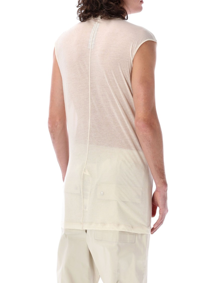 Rick Owens Dylan V-neck T-shirt With Longer Back Hem In Neutrals