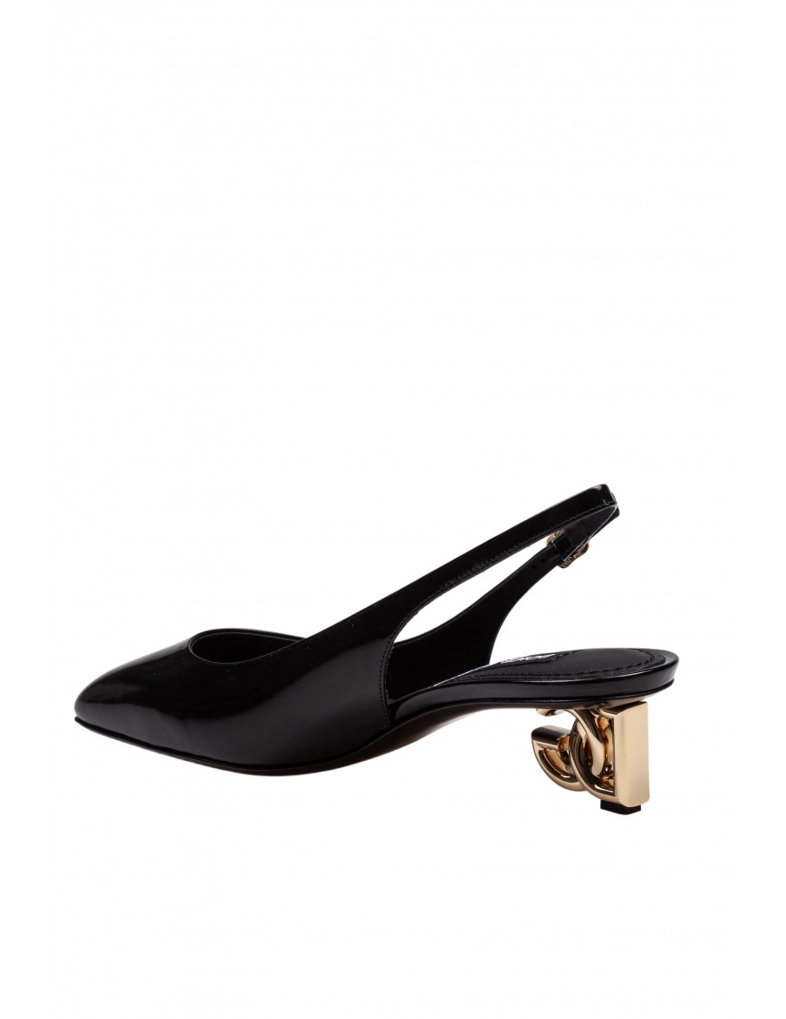 Dolce & Gabbana Black Décolleté With Dg Logo On The Heel In Black