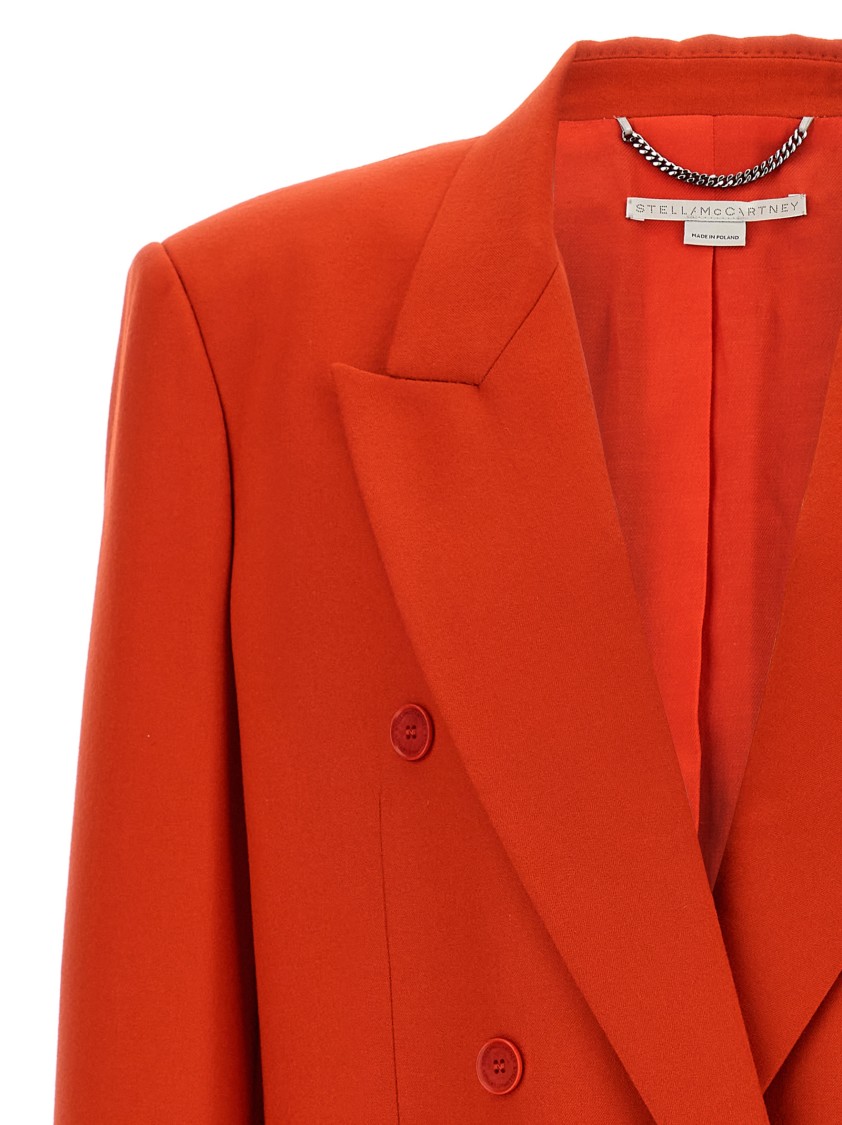 Stella Mccartney Double-breasted Wool Flannel Blazer With Peak Lapels In Red
