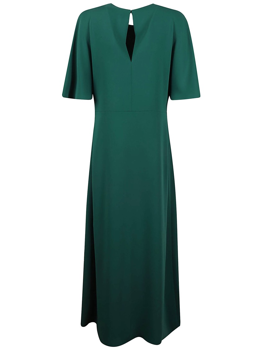 P.a.r.o.s.h . Midi Dress With Round Neckline And Keyhole Detail In Green