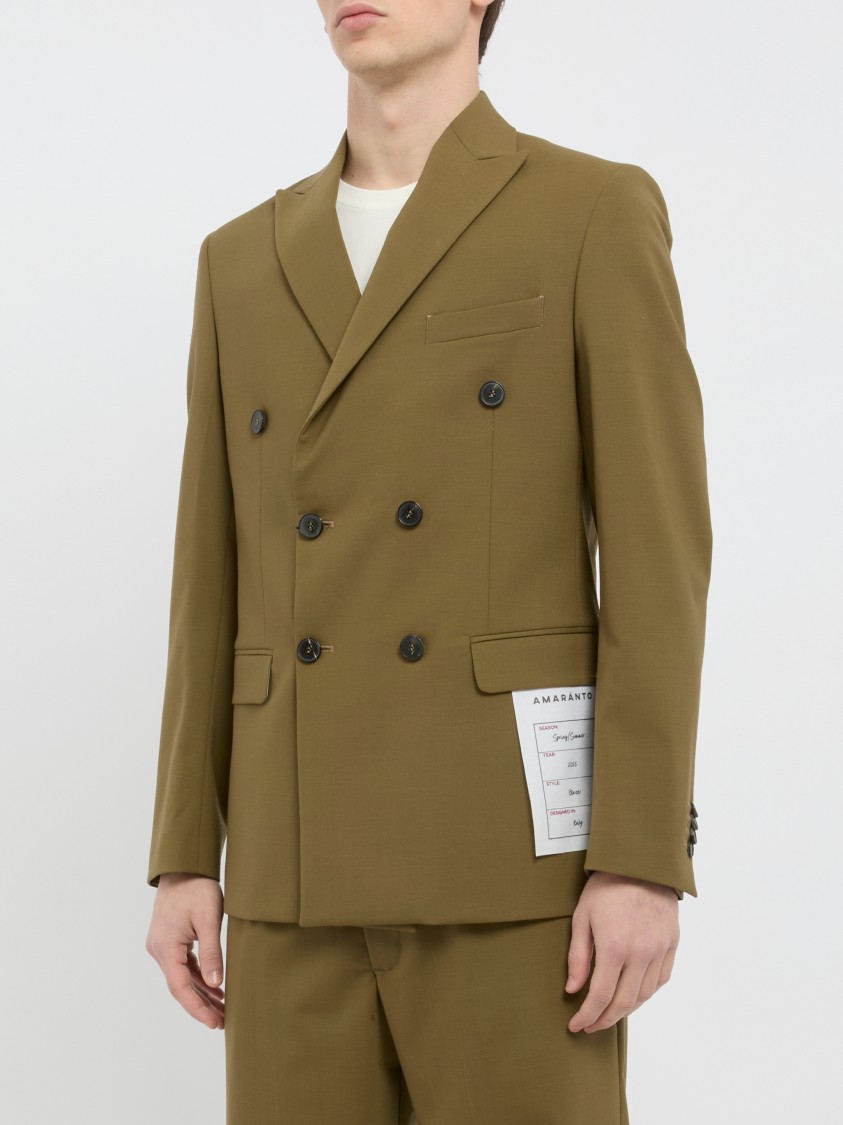 AMARANTO AMARANTO DOUBLE-BREASTED TAILORED AMARANTO GREEN JACKET 