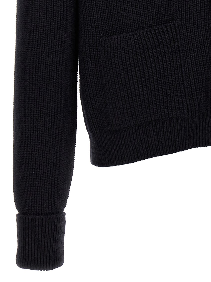 Tom Ford Cashmere Knit Sweater With Buffalo Horn Buttons And Shawl Collar In Black