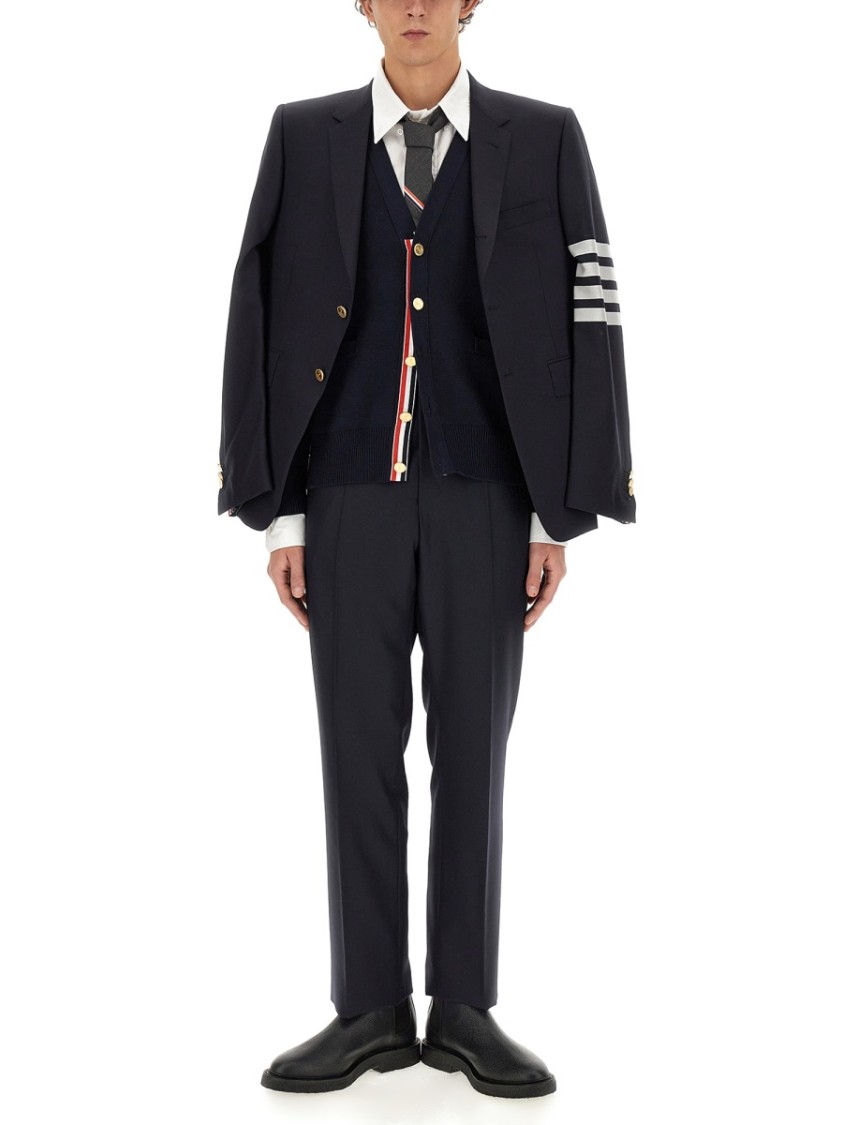 Thom Browne Sustainable Merino Classic Cardigan Sweater In Blue