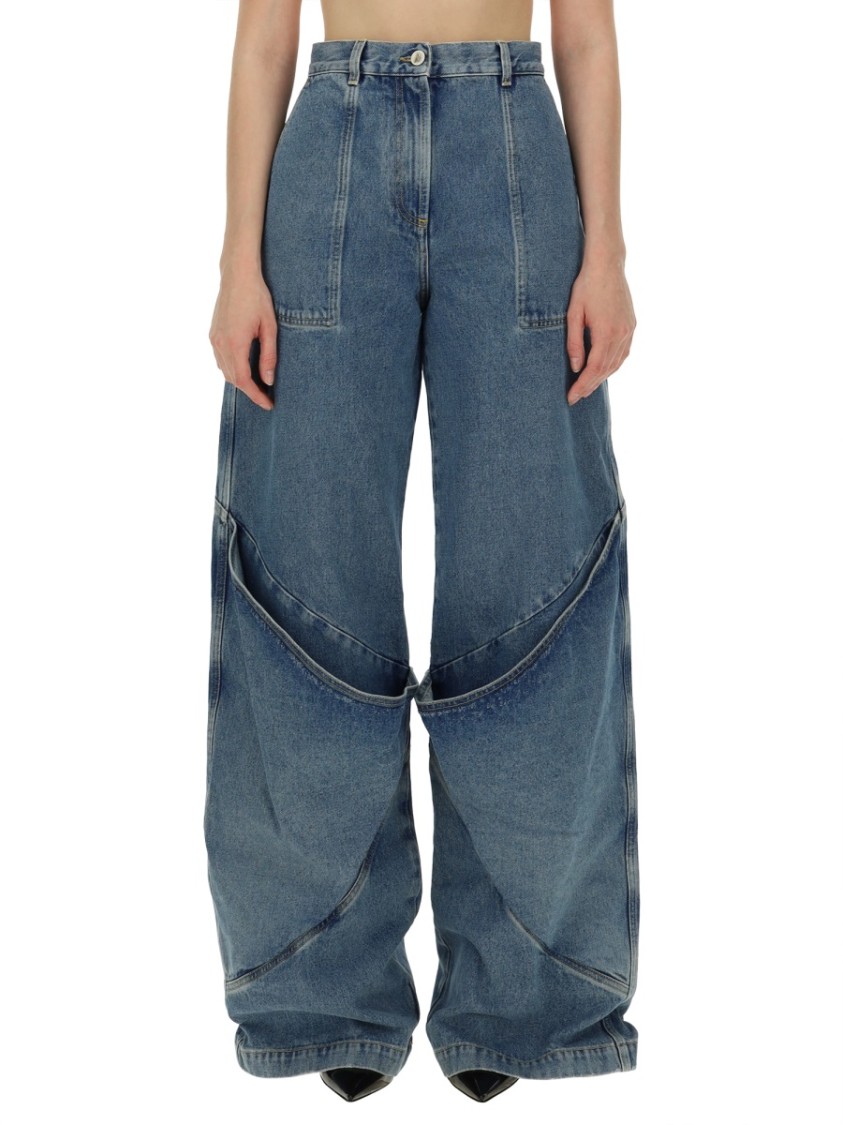 Attico Sky Blue Baggy Jeans With Large Pockets In Blue