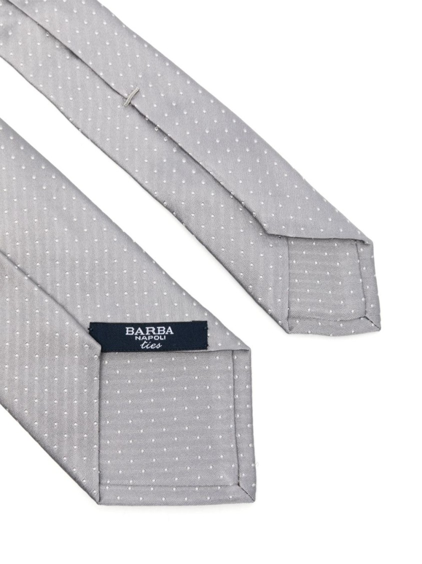 Barba Napoli Barba Light Grey Tie With Subtle Dotted Pattern In Gray