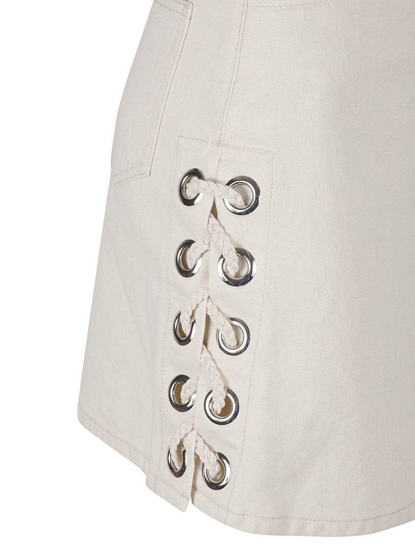 Chloé Fitted High-waist Skirt With Lace-up Details In White