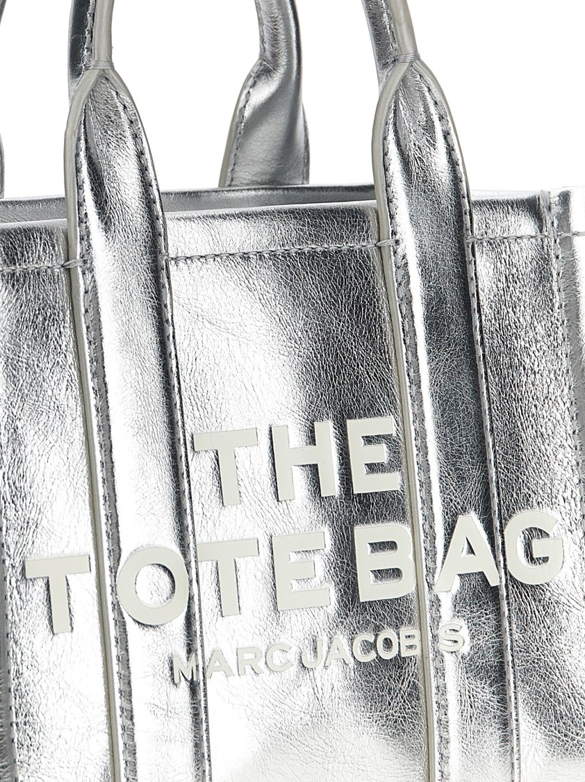 Marc Jacobs The Metallic Leather Tote Bag In Silver