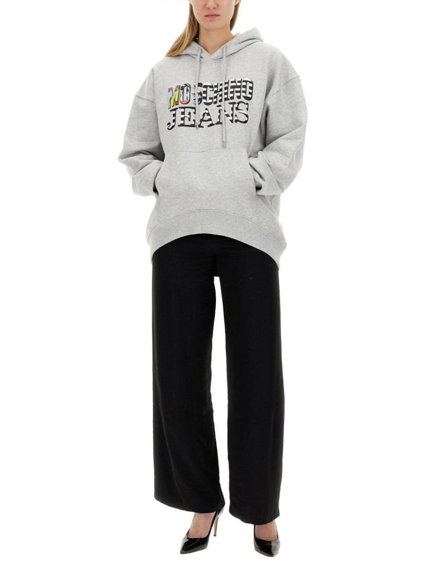 Moschino Oversized Grey Sweatshirt In White