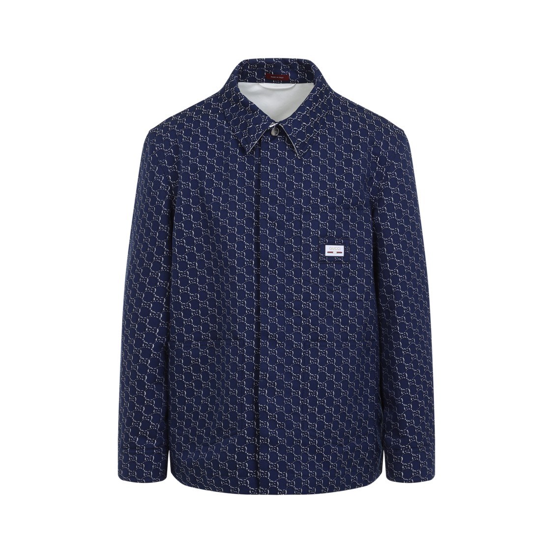Gucci Gg Logo Long-sleeved Shirt In Blue