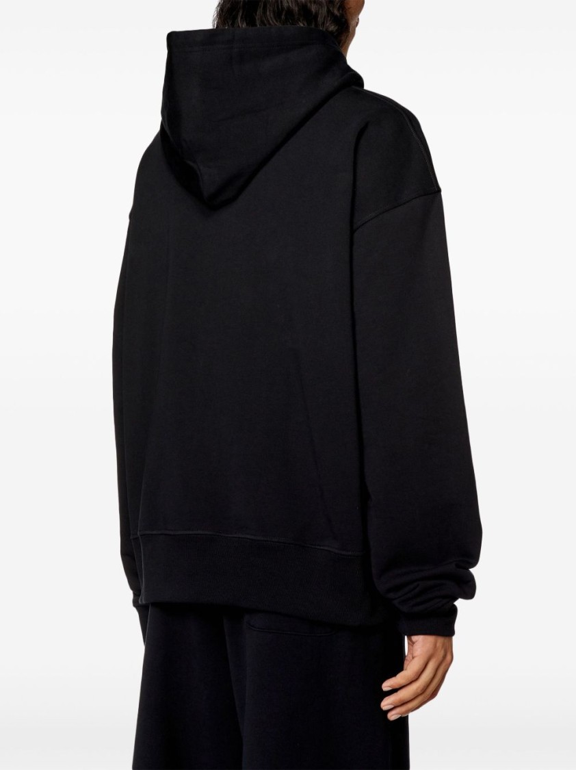 Diesel Relaxed Fit Hoodie With Classic Hood And Kangaroo Pocket In Black