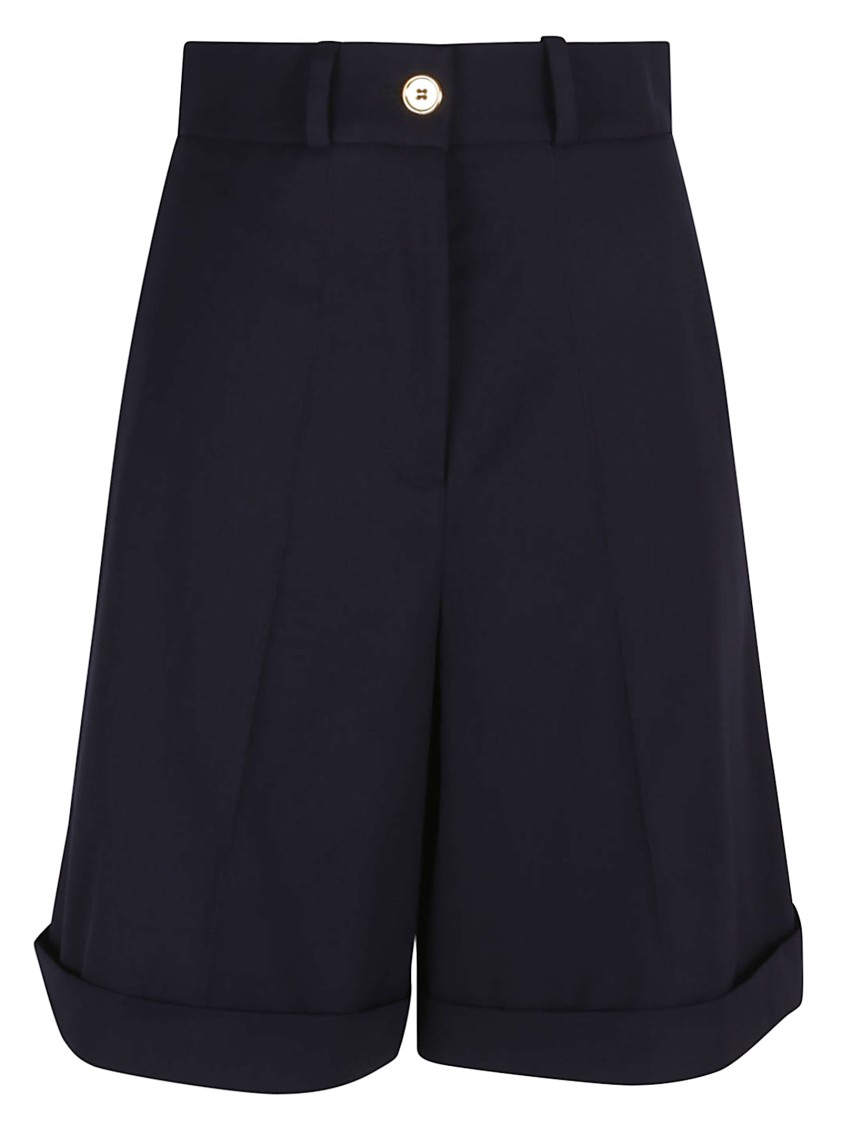 Shop Patou Tailored Black Bermudas With Rolled Cuffs