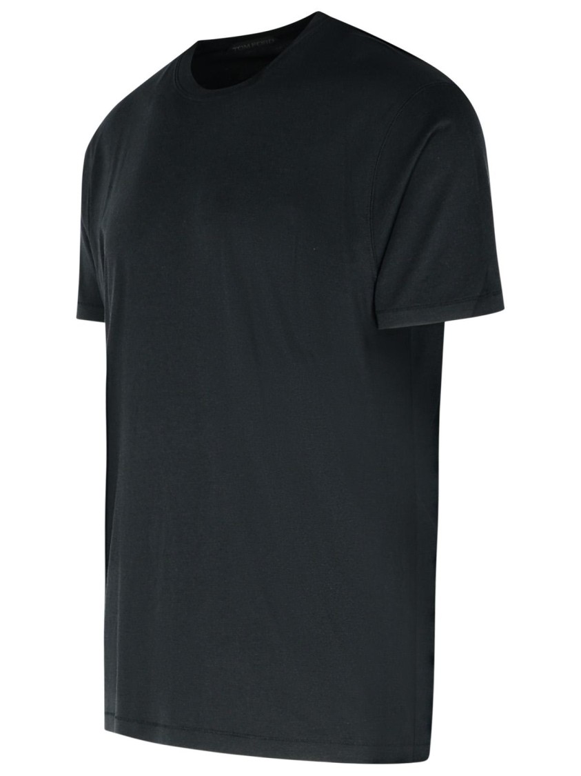 Tom Ford Black Stretch Cotton Crew Neck T-shirt In Black