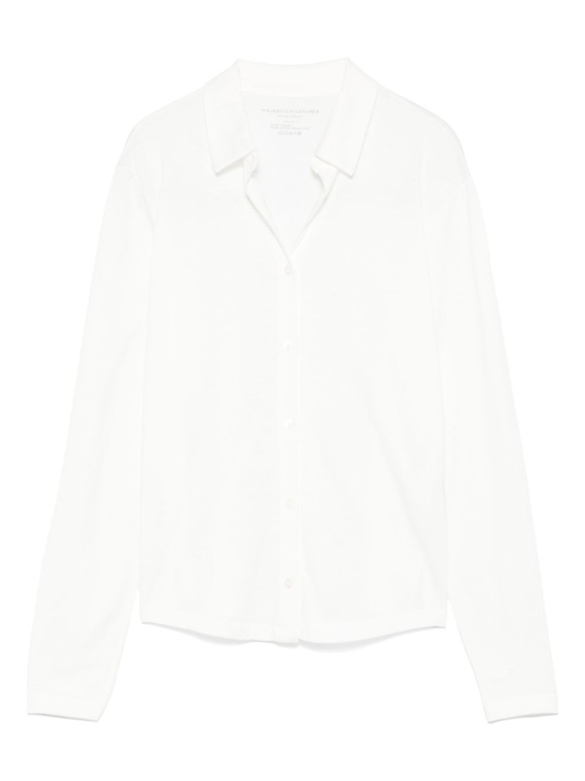 Majestic Filatures Long-sleeved White Shirt With Classic Collar