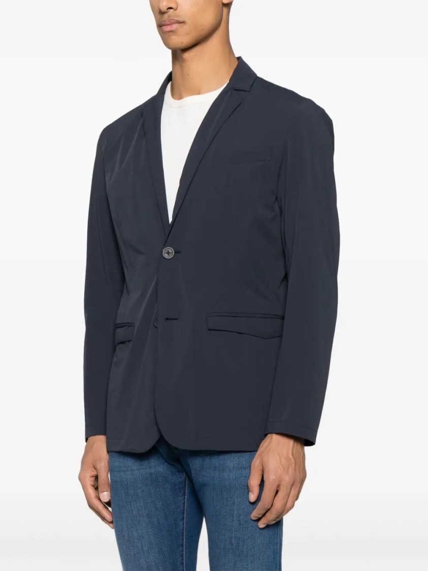 Herno Tailored Black Blazer With Notched Lapels In Blue