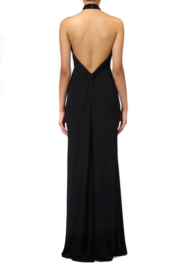 Elisabetta Franchi Knotted Back Halter Neckline Floor-length Dress
