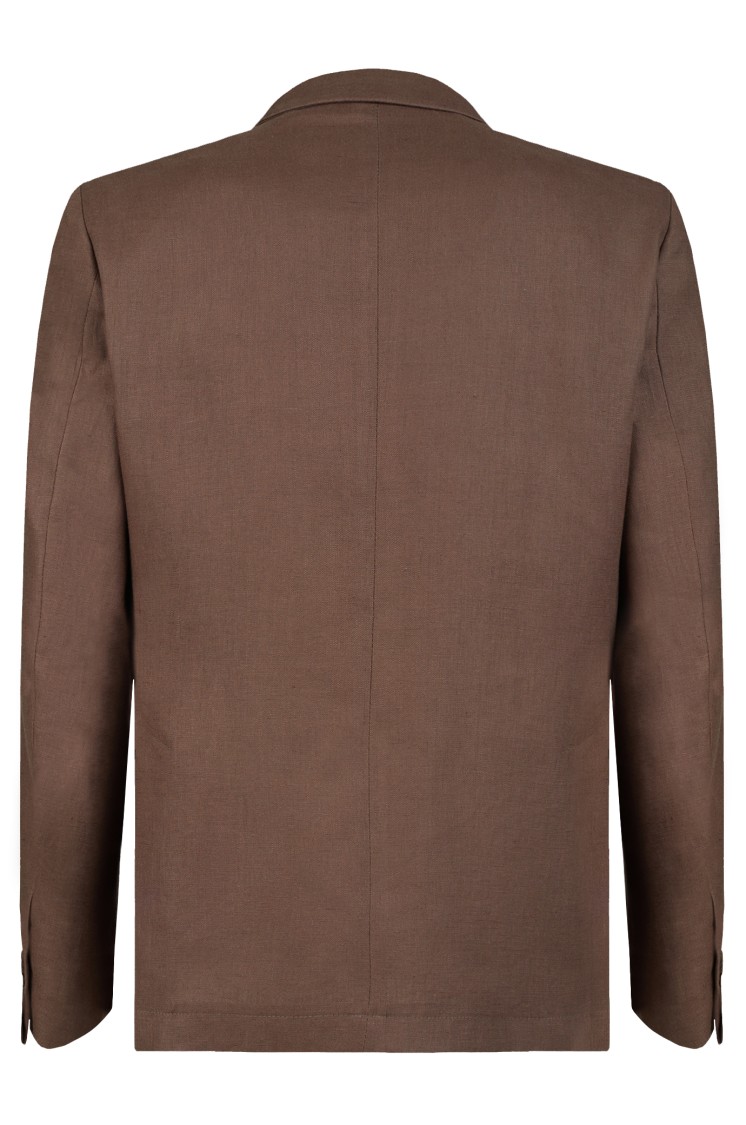 Gazzarrini X Michele Franzese Double-breasted Linen Blazer With Peak Lapels In Brown