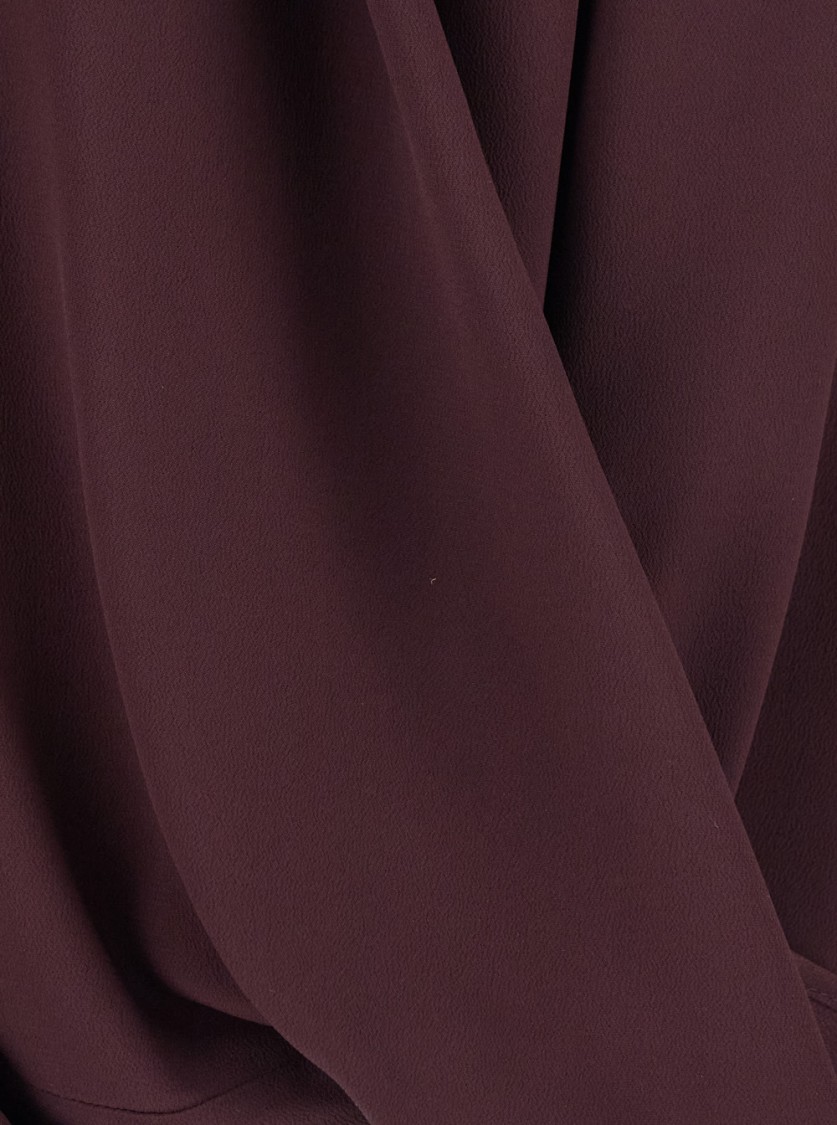 Plain Bordeaux Blouse With Front Neckline And Ruffles In Fabric Woman In Brown