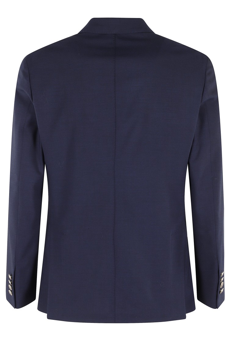 Shop Eleventy Double-breasted Peak Jacket In Blue