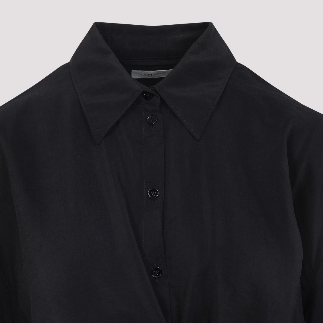 Lemaire Black Straight Collar Twisted Shirt In Black