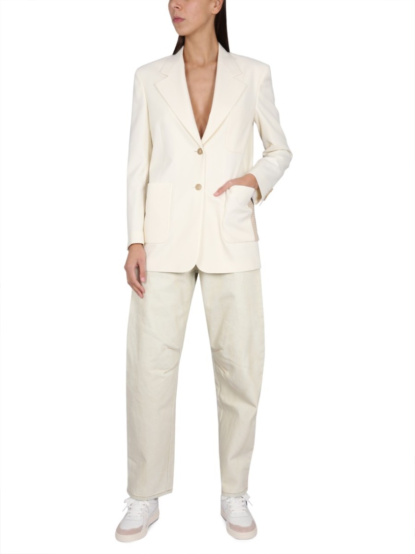 Shop Palm Angels Blazer With Knit Detail In White