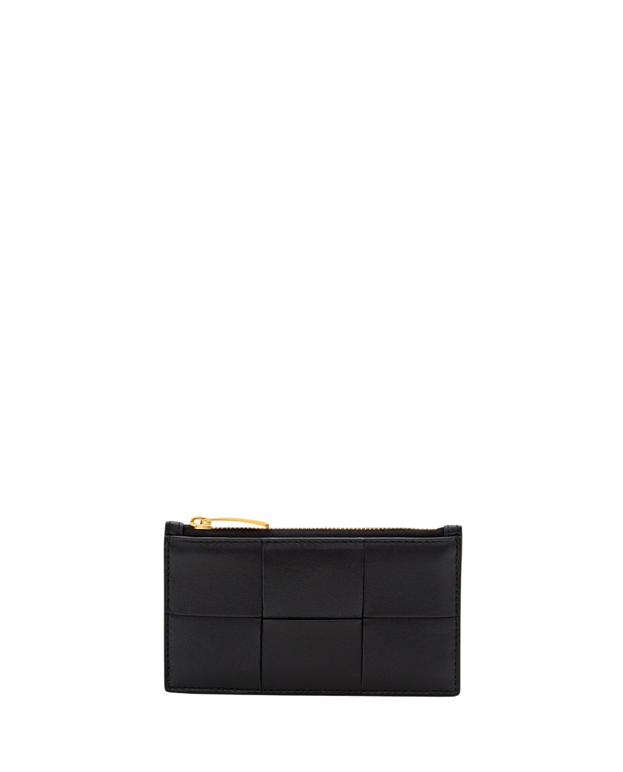Bottega Veneta Women Lambskin Leather Card Holder In Black