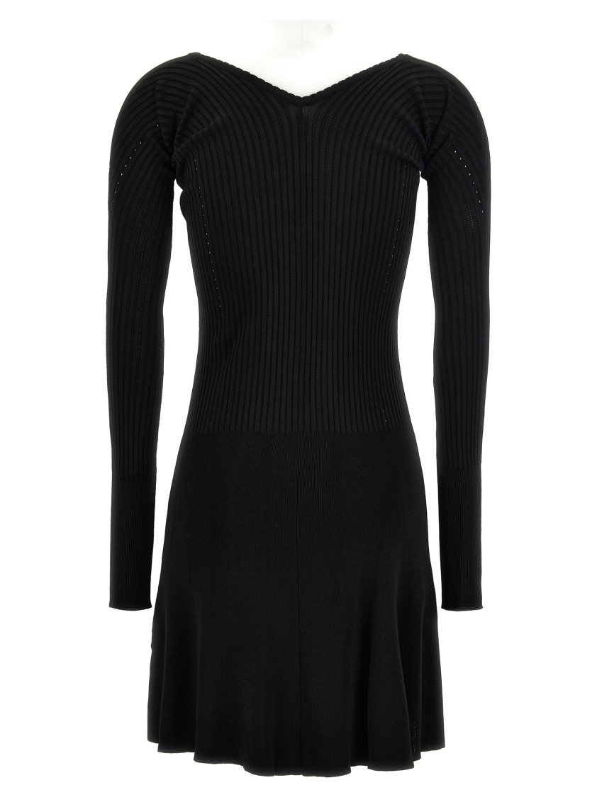 Jacquemus Womens Black Logo-plaque Slim-fit Knitted Mini Dress