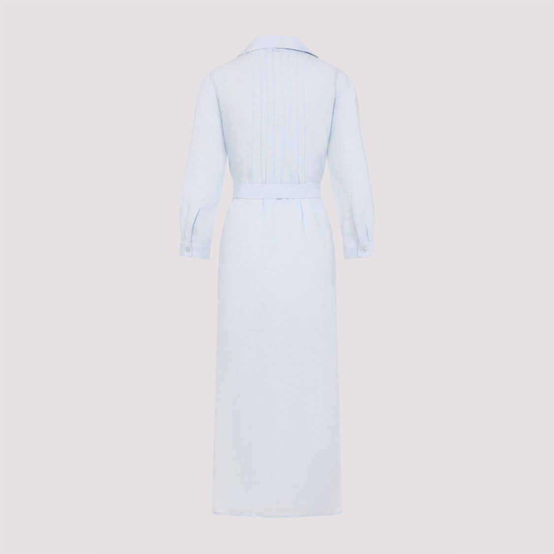 Peserico Chemisier Linen Midi Shirt Dress In Blue