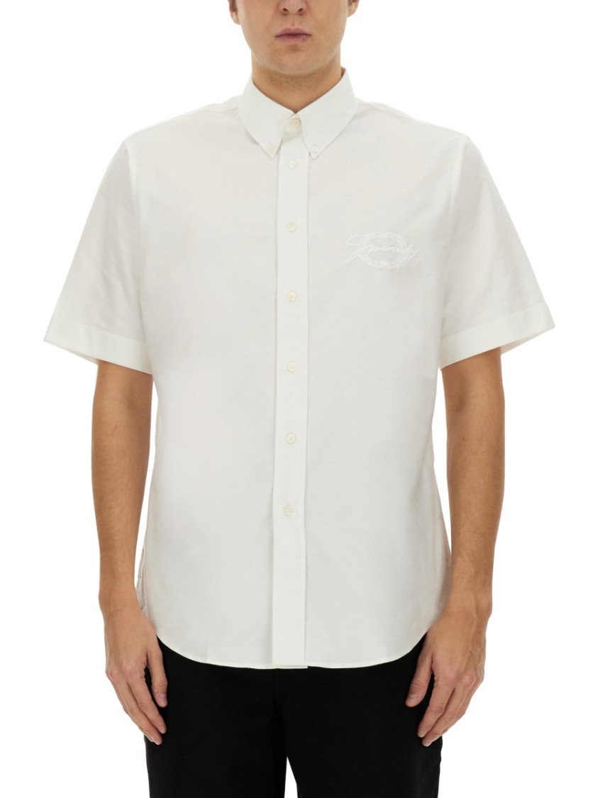 Givenchy Logo Hardware Long Sleeve Cotton Button-up In White