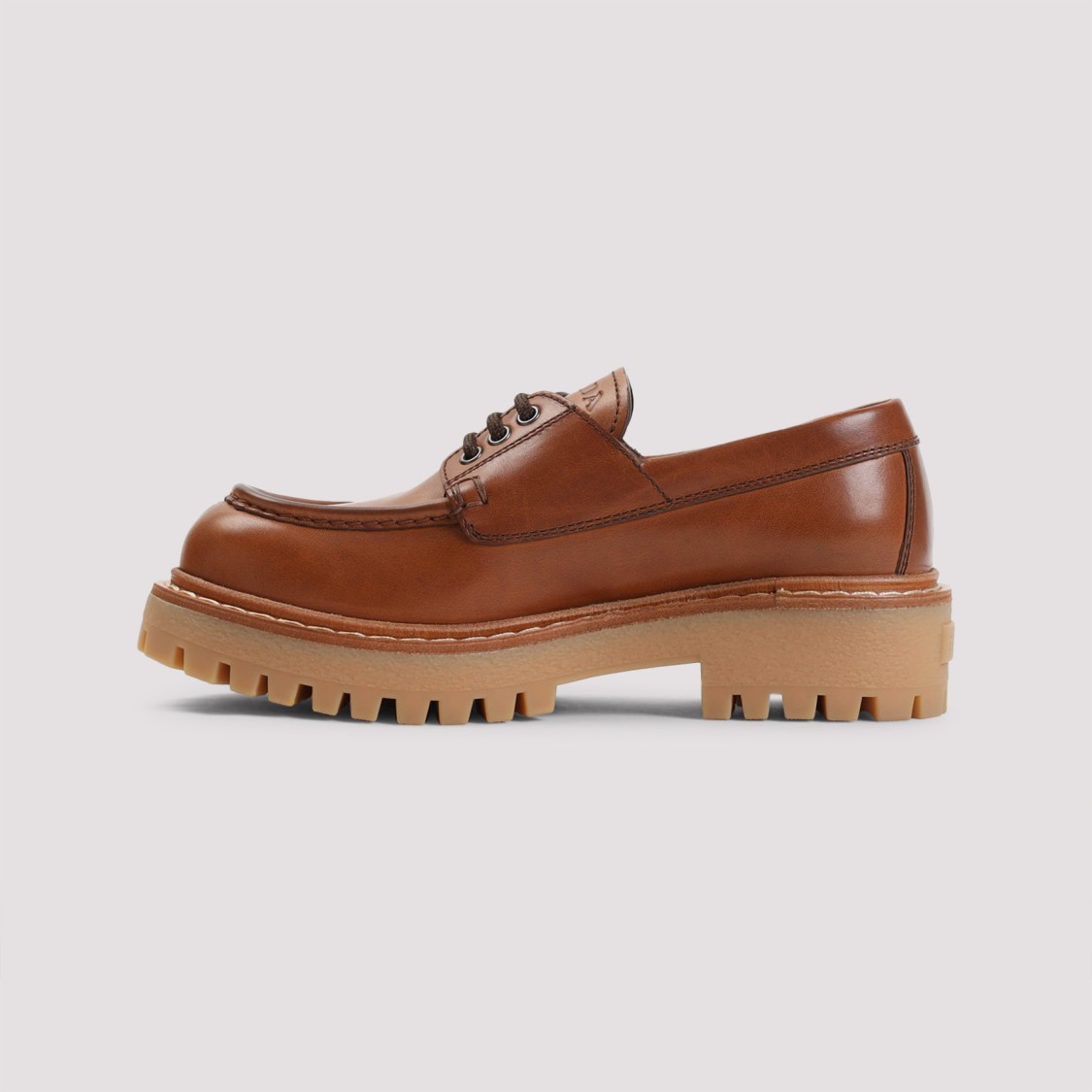 Prada Brown Calf Leather St. Moritz Derbies In Brown