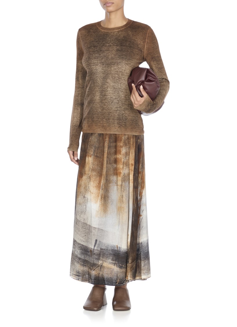Avant Toi Graphic-print Elasticated-waist Skirt In Brown