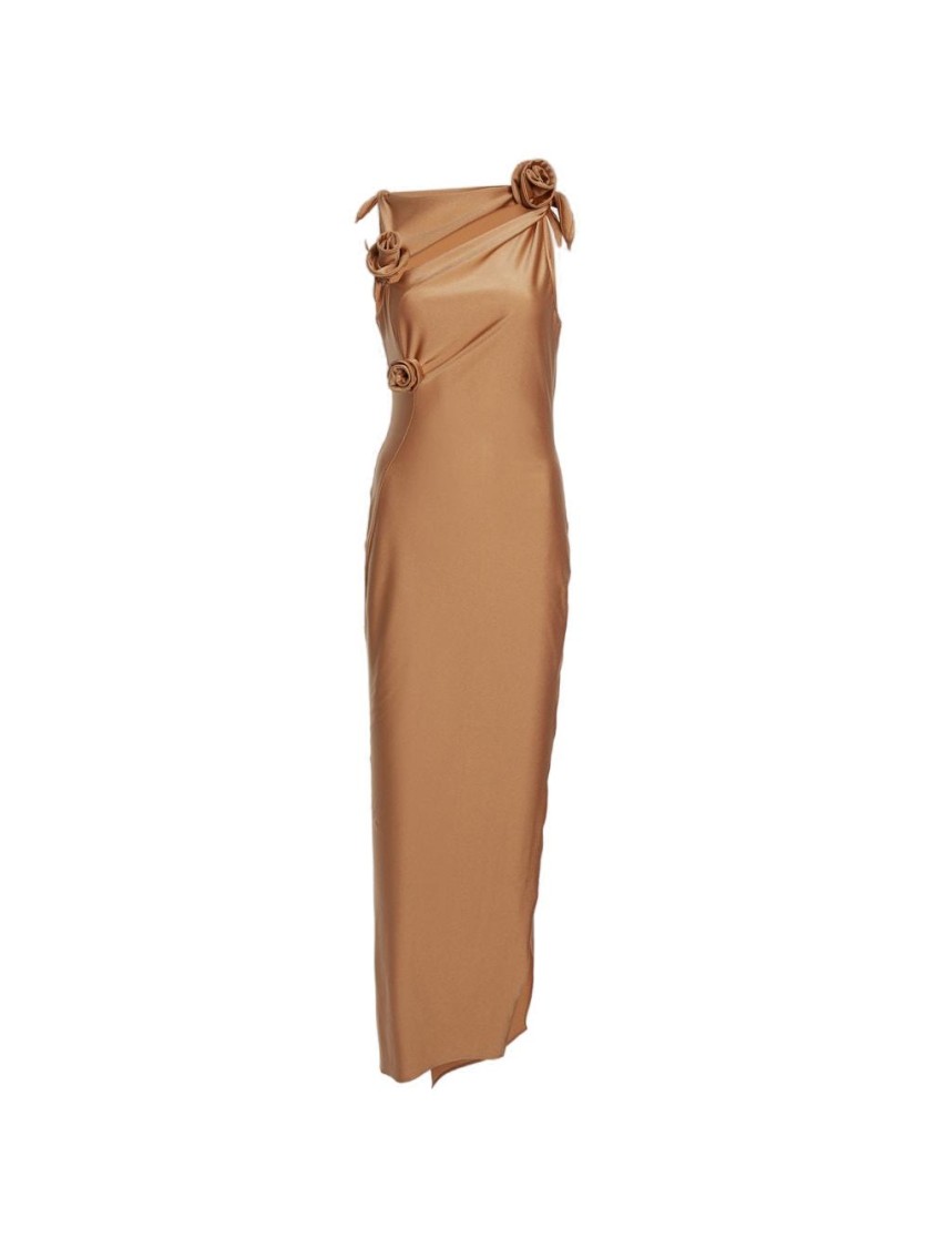 Coperni Asymmetric Flower Gown Brown In Brown