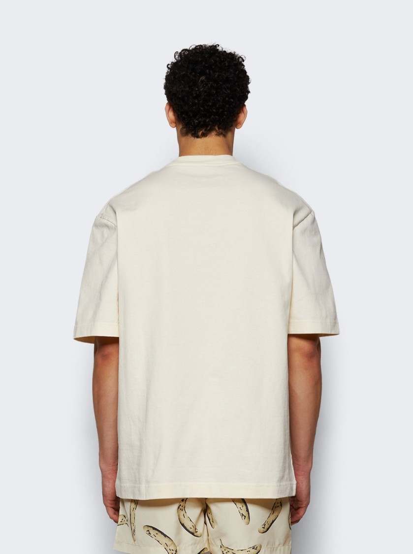 Jacquemus Le T-shirt Banane White Crewneck T-shirt With Logo Detail On The Front In Cotton Man