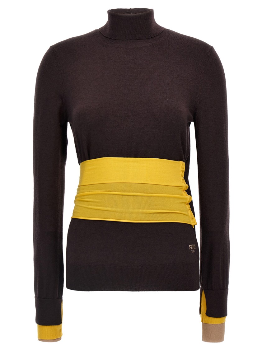 Fendi Wool Polo Neck Jumper In Multi