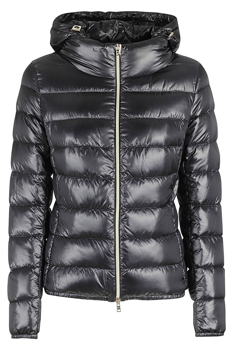 Herno Giada Hooded Quilted Down Jacket In Black