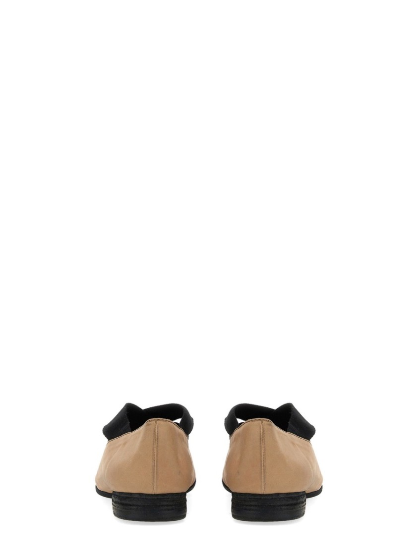 Uma Wang Leather Ballerina In Neutrals