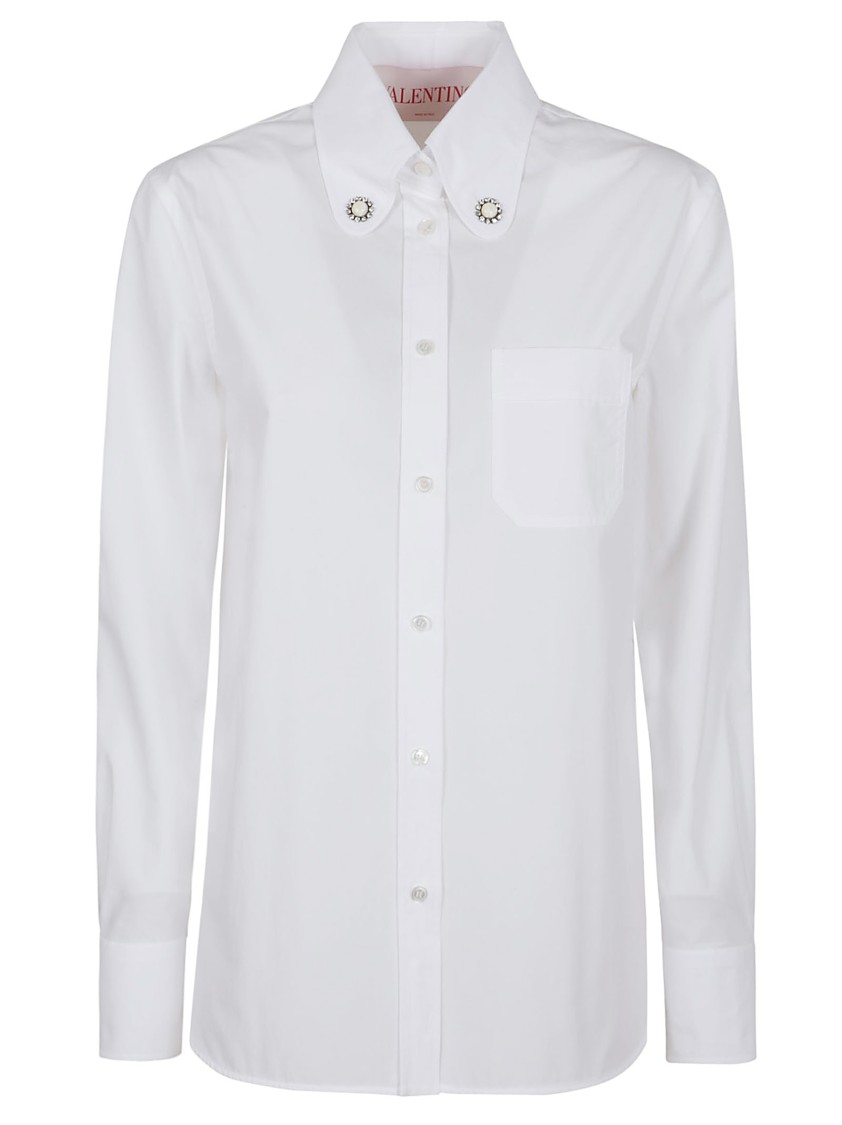 Valentino Tailored White Cotton Shirt With Decorative Buttons In White
