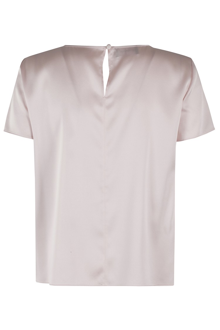 Shop Emporio Armani Short-sleeved Silk Blend Top With Back Closure