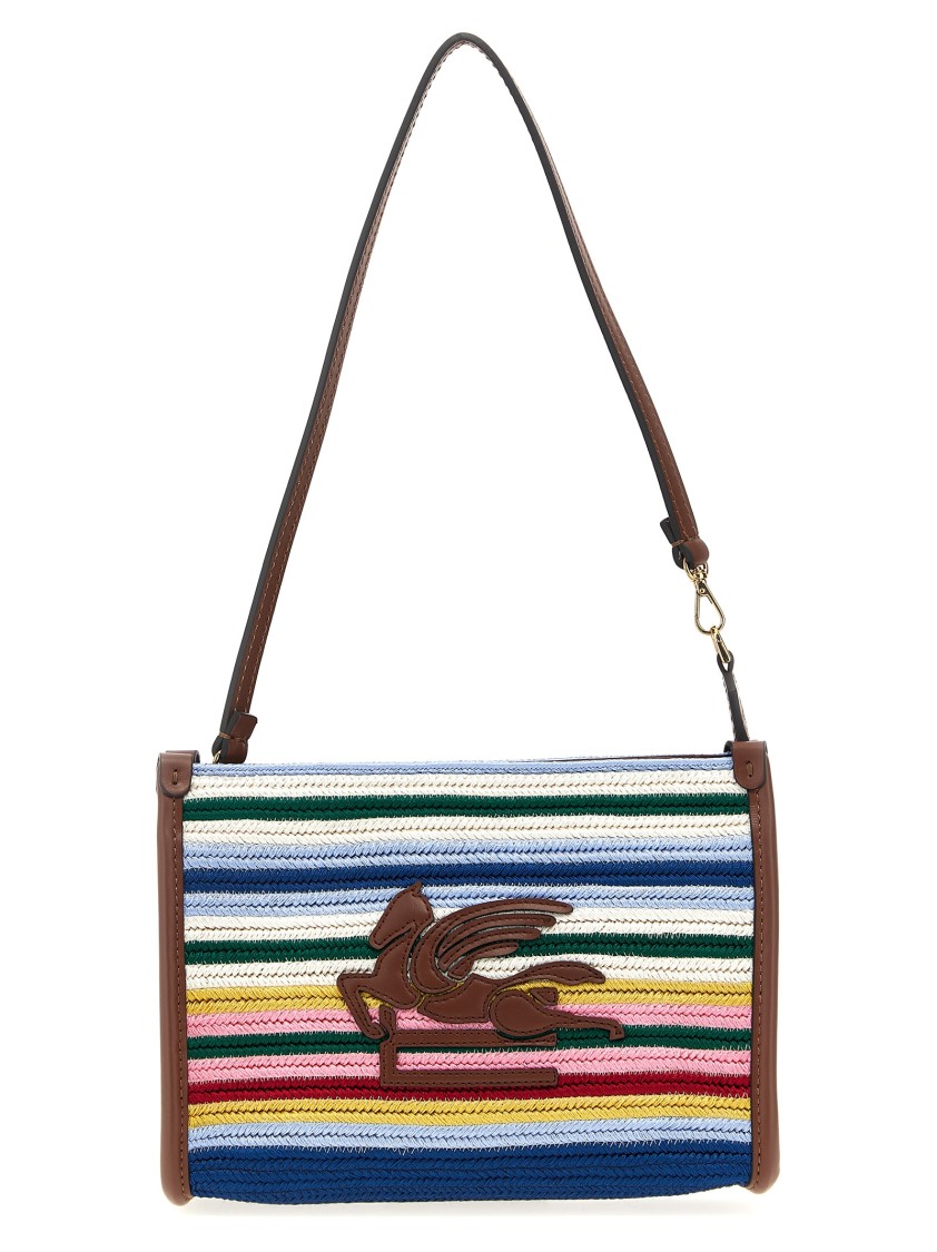 Etro Viscose Pouch With Stripes And Top Handle