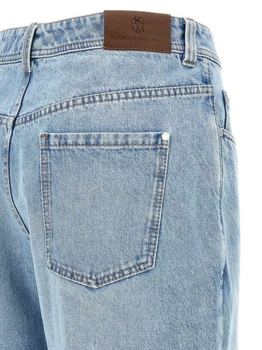 Brunello Cucinelli High-waisted Cotton Denim Jeans In Blue
