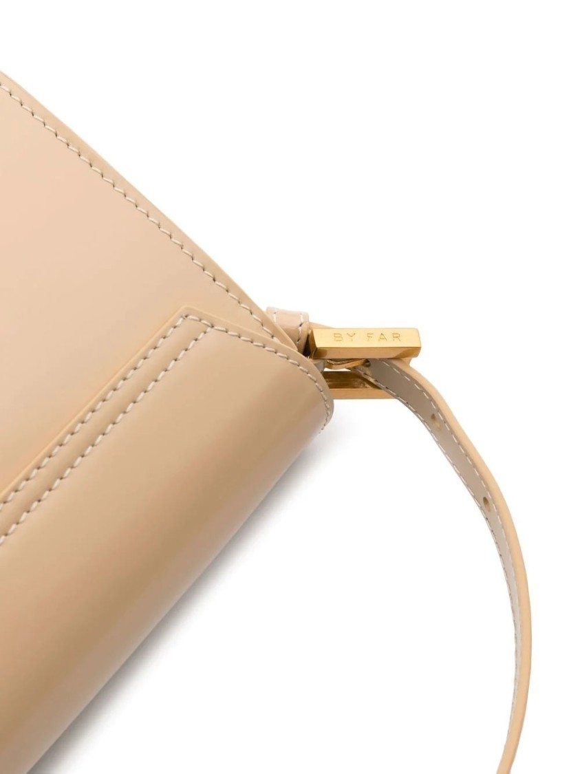 By Far Fran Kraft Leather Handbag In Neutral