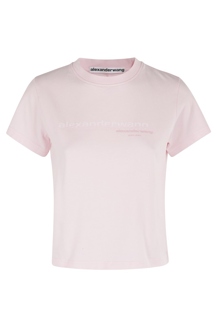Alexander Wang Cotton Shrunken Logo T-shirt Clothing In Pink