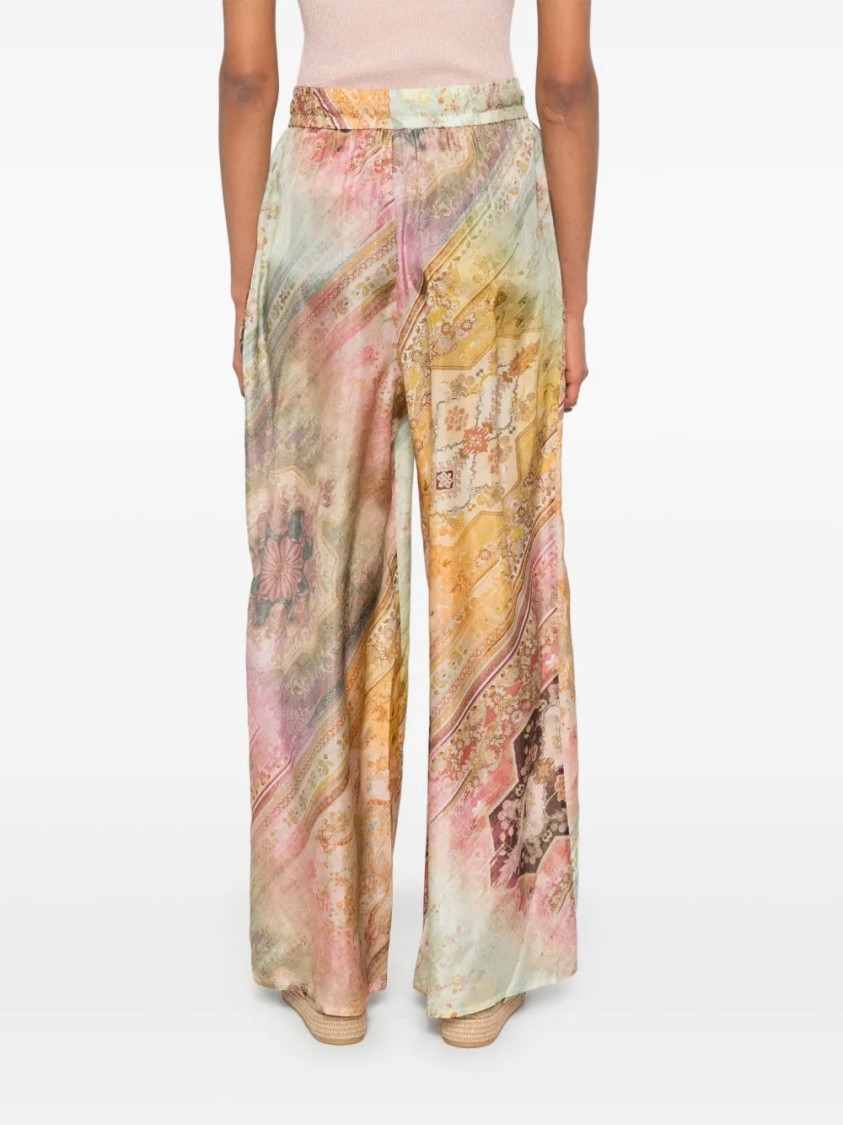 Zimmermann Womens Ombre Multi Tallow Relaxed-fit Silk Trousers Xs In Neutrals