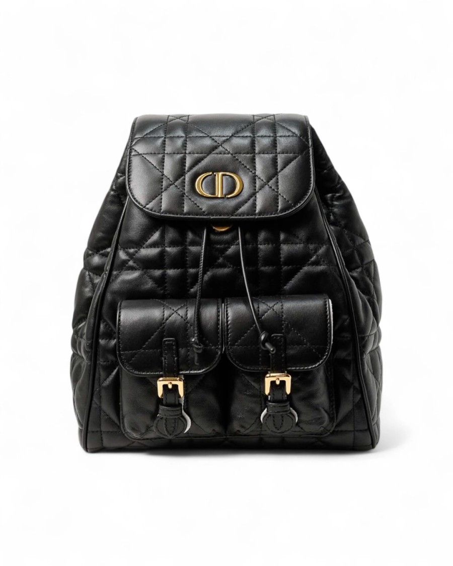 Dior Caro Medium Macro-cannage Backpack In Black In Black