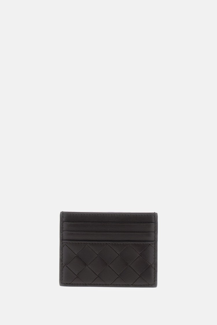 Bottega Veneta Woven Leather Card Holder With Multiple Compartments In Black