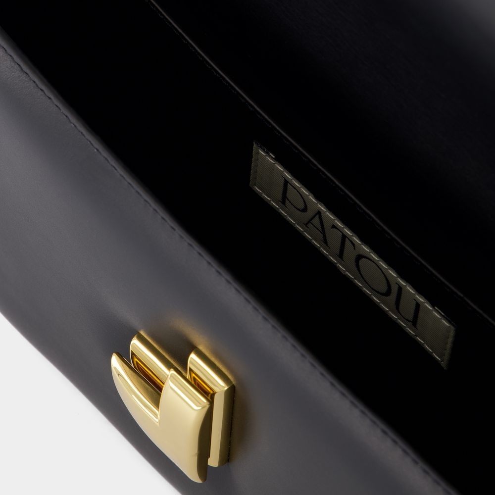 Patou Black Leather Le Classic Lock Shoulder Bag In Black