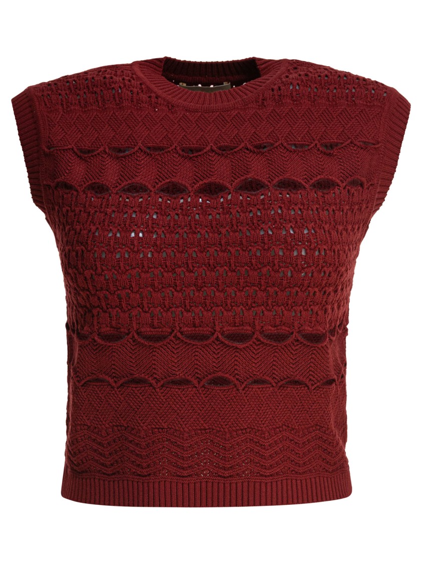 Elie Saab Textured Knit Top In Red