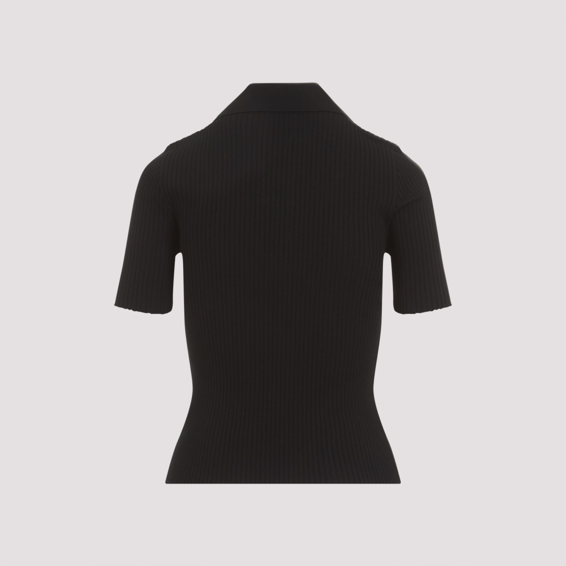 Shop Courrèges Black Signature Ribbed Knit Polo