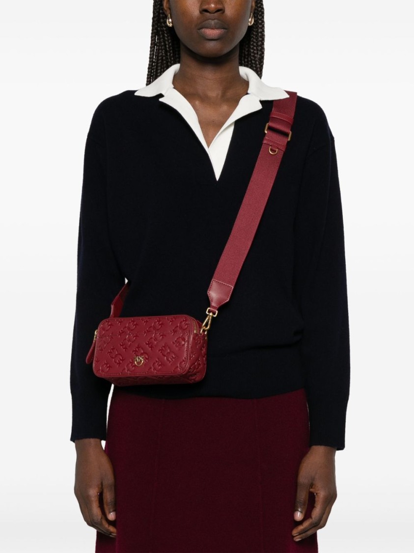 Pinko Compact Textured Blood Red Bag
